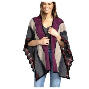 Johnny Was OS Riley Alpaca Cape V-Neck Front Flowy Multicolor Knit Soft Blend